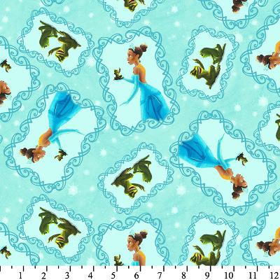 David Textiles Princess and the Frog Teal Cotton Print 